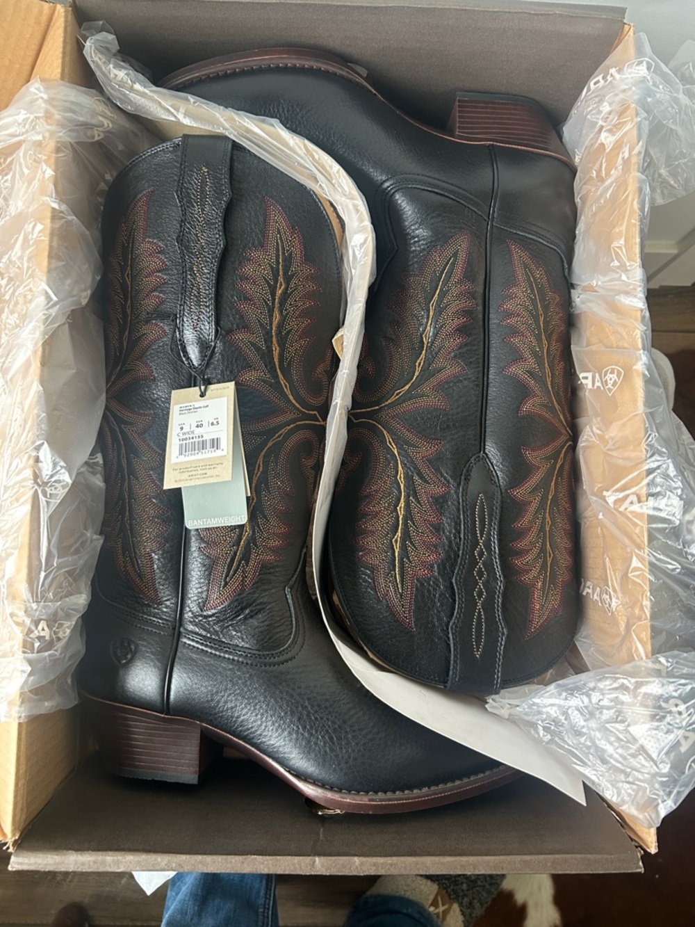 Ariat Heritage Women’s Black Western Boots Round Toe Leather NWT - Picture 7 of 10